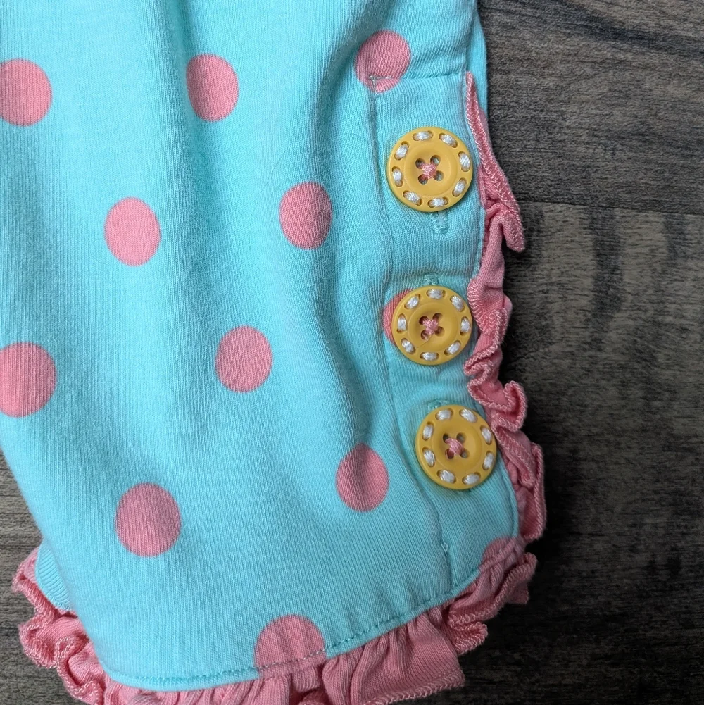 Matilda Jane Aqua & Pink Polka Dot Ruffle Capri Pants - Size 10